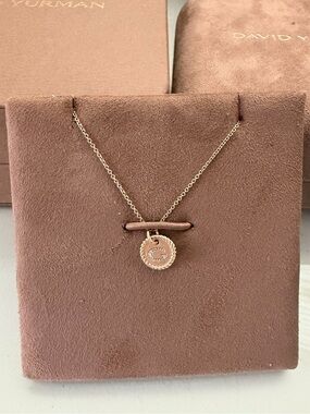 David Yurman Rose Gold Initial 'G' Rope-Edge Pendant Necklace